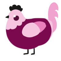 A wine and pink chicken with a head pattern
