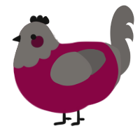 A maroon and grey chicken with a head pattern