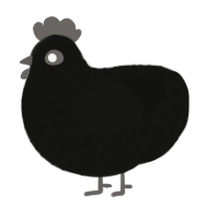 A black chicken with a lace pattern