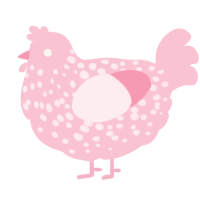 A rose chicken with a speckle pattern