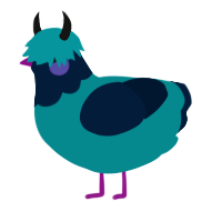 A teal and tumblr chicken with a head pattern