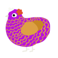 A amethyst and orange chicken with a lace pattern