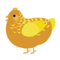 A orange and yellow chicken with a half-lace pattern