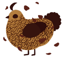 A russet and black chicken with a double-lace pattern