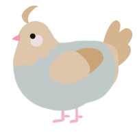 A silver and beige chicken with a head pattern