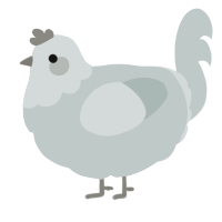 A silver chicken with a head pattern