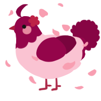 A rose and maroon chicken with a head pattern