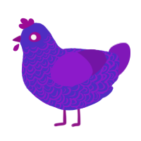 A indigo and violet chicken with a double-lace pattern