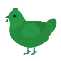 A viridian chicken with a head pattern