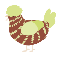 A russet and lemon chicken with a bar pattern