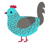 A aqua and grey chicken with a lace pattern