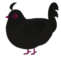 A sable and black chicken with a head pattern