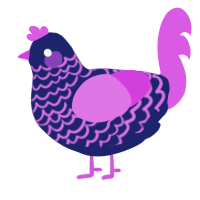 A navy and orchid chicken with a lace pattern