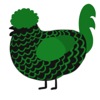 A black and leaf chicken with a lace pattern