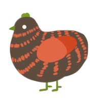 A bark and vermilion chicken with a bar pattern