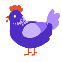 A indigo and lilac chicken with a neck-speckle pattern
