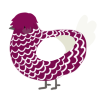 A wine and white chicken with a lace pattern
