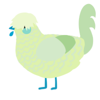 A apple and gluppy chicken with a lace pattern