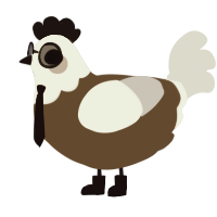 A bark and mist chicken with a head pattern