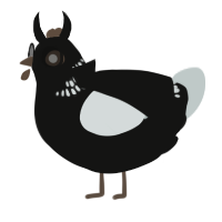A black and silver chicken with a neck-band pattern