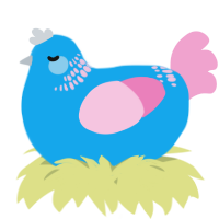 A sky and pink chicken with a neck-band pattern