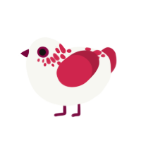 blood upon the snow, a white and crimson chicken with a neck-speckle pattern