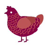 A maroon and red chicken with a lace pattern