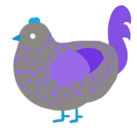 A ash and blurple chicken with a speckle pattern