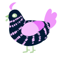 A tumblr and lavender chicken with a bar pattern