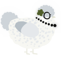 A white and mist chicken with a speckle pattern