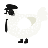 A white chicken with a speckle pattern