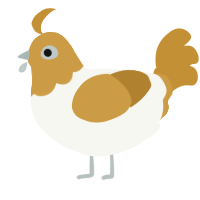 A white and gold chicken with a head pattern