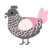 A grey and rose chicken with a lace pattern