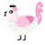 Chrysanthemum, a white and pink chicken with a half-lace pattern