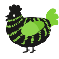 A sable and grass chicken with a bar pattern