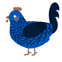 A ultramarine and tumblr chicken with a lace pattern