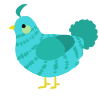 A aqua and turquoise chicken with a bar pattern