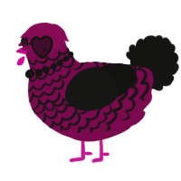 A wine and black chicken with a lace pattern