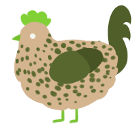 A beige and olive chicken with a speckle pattern