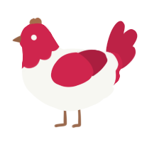 A white and crimson chicken with a head pattern