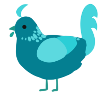 A sea and aqua chicken with a neck-speckle pattern