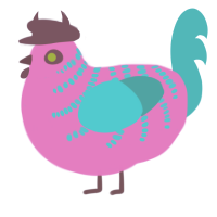 A orchid and cerulean chicken with a half-bar pattern