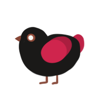 CUBErt, a sable and crimson chicken