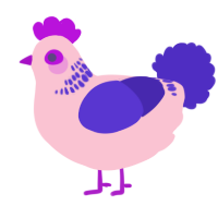 A rose and indigo chicken with a neck-band pattern