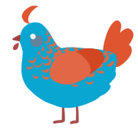 A cerulean and vermilion chicken with a half-lace pattern
