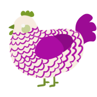 A cream and plum chicken with a lace pattern