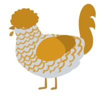 A mist and ochre chicken with a lace pattern