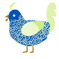 A ultramarine and apple chicken with a double-lace pattern