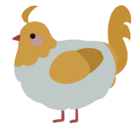 A silver and gold chicken with a head pattern
