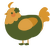 A olive and orange chicken with a head pattern